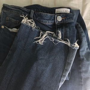 LOFT two tone straight leg jeans